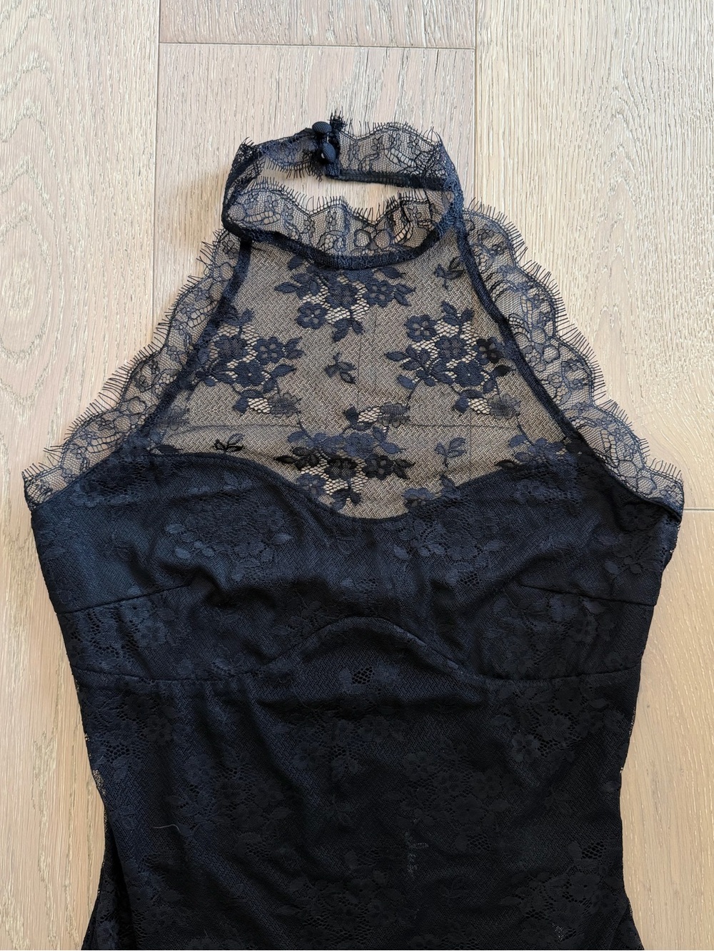 Lulus Cambrie Black Lace Halter Bodysuit - Picture 5 of 12
